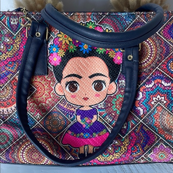Frida Kahlo Colorful Patterned Tote Bag - Picture 2 of 6